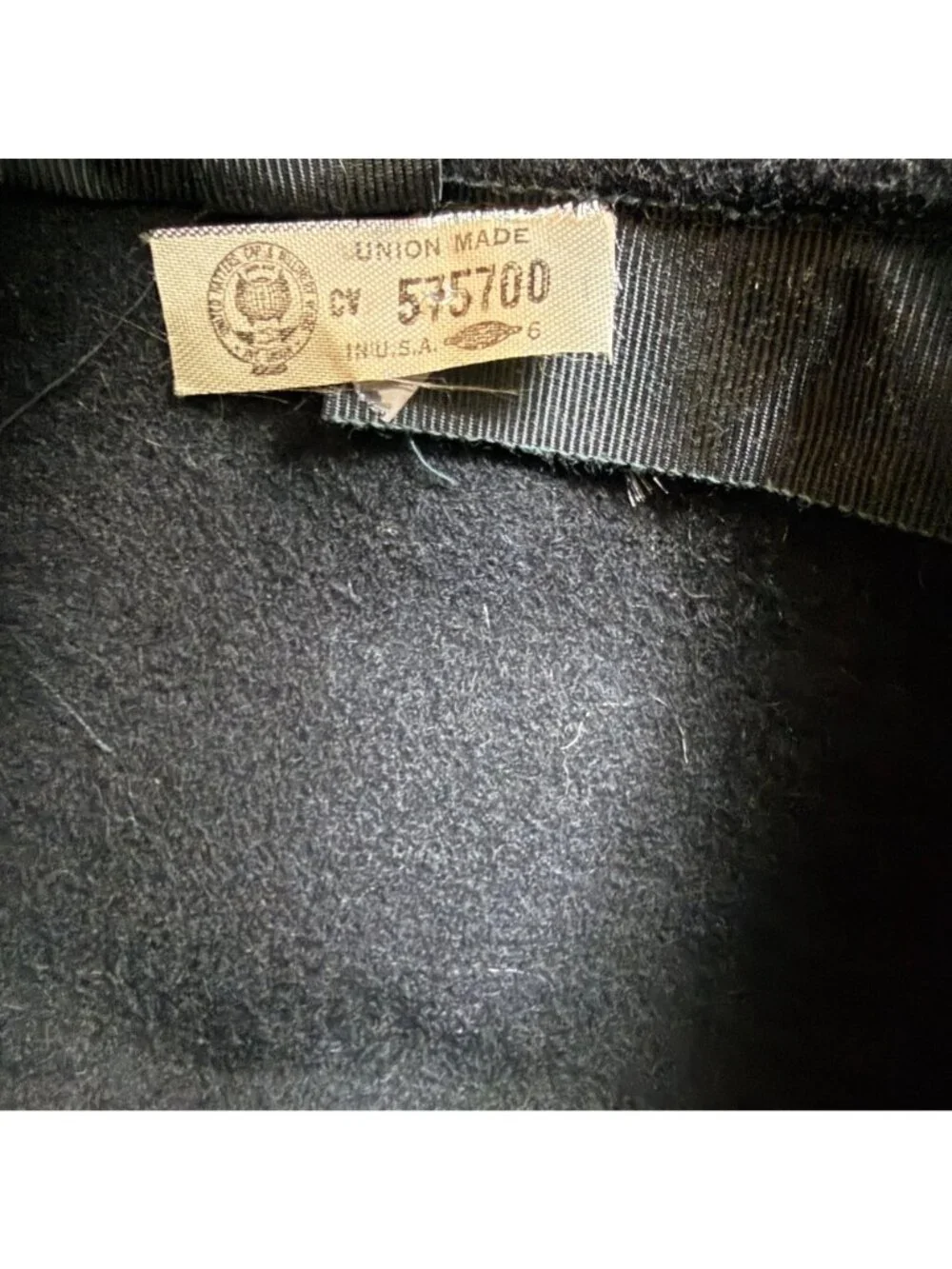 Vintage Glenover Black Felt Hat Leather Bow USA Made Large Wide Brim